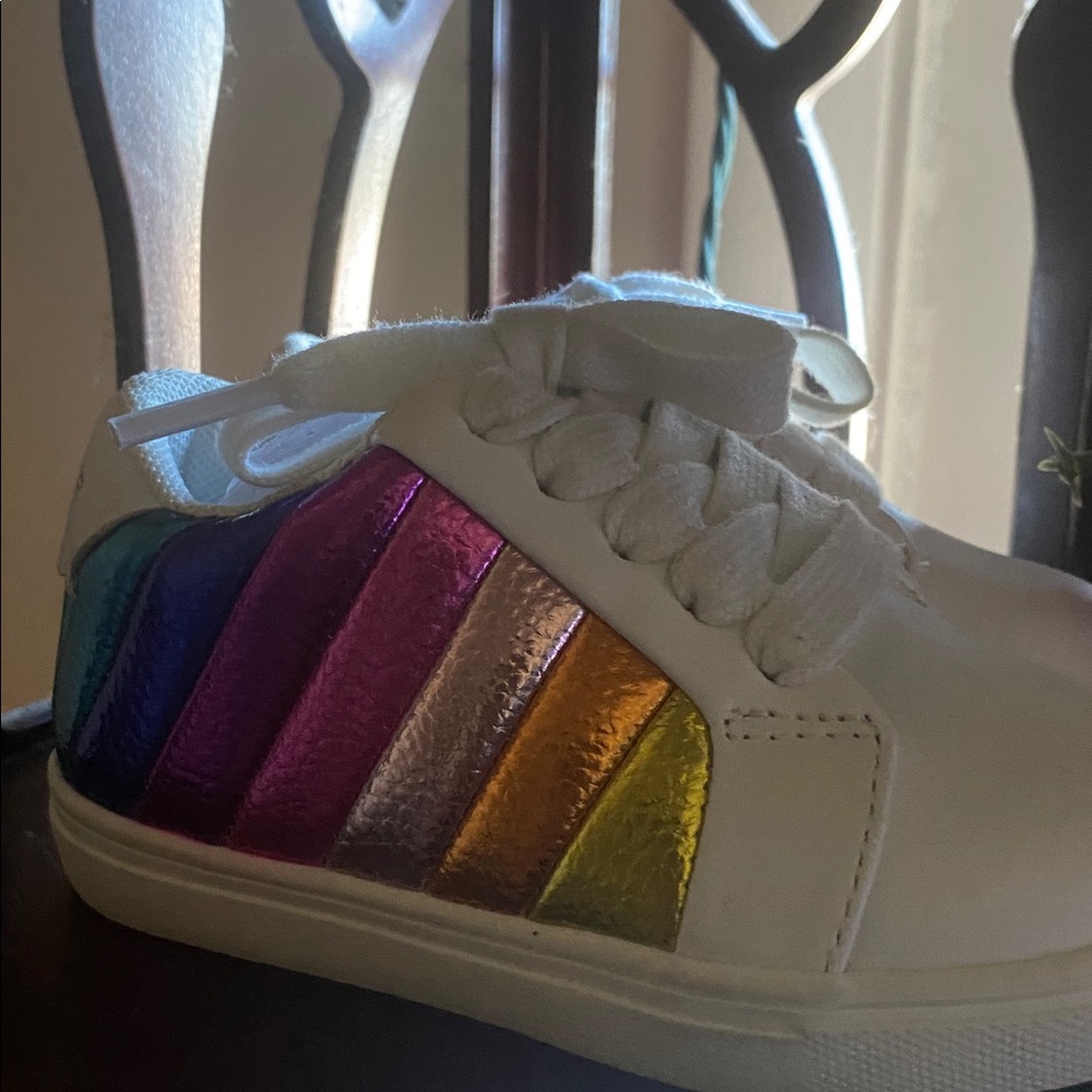 Kurt Geiger White Sneakers with Rainbow Metallic Accents